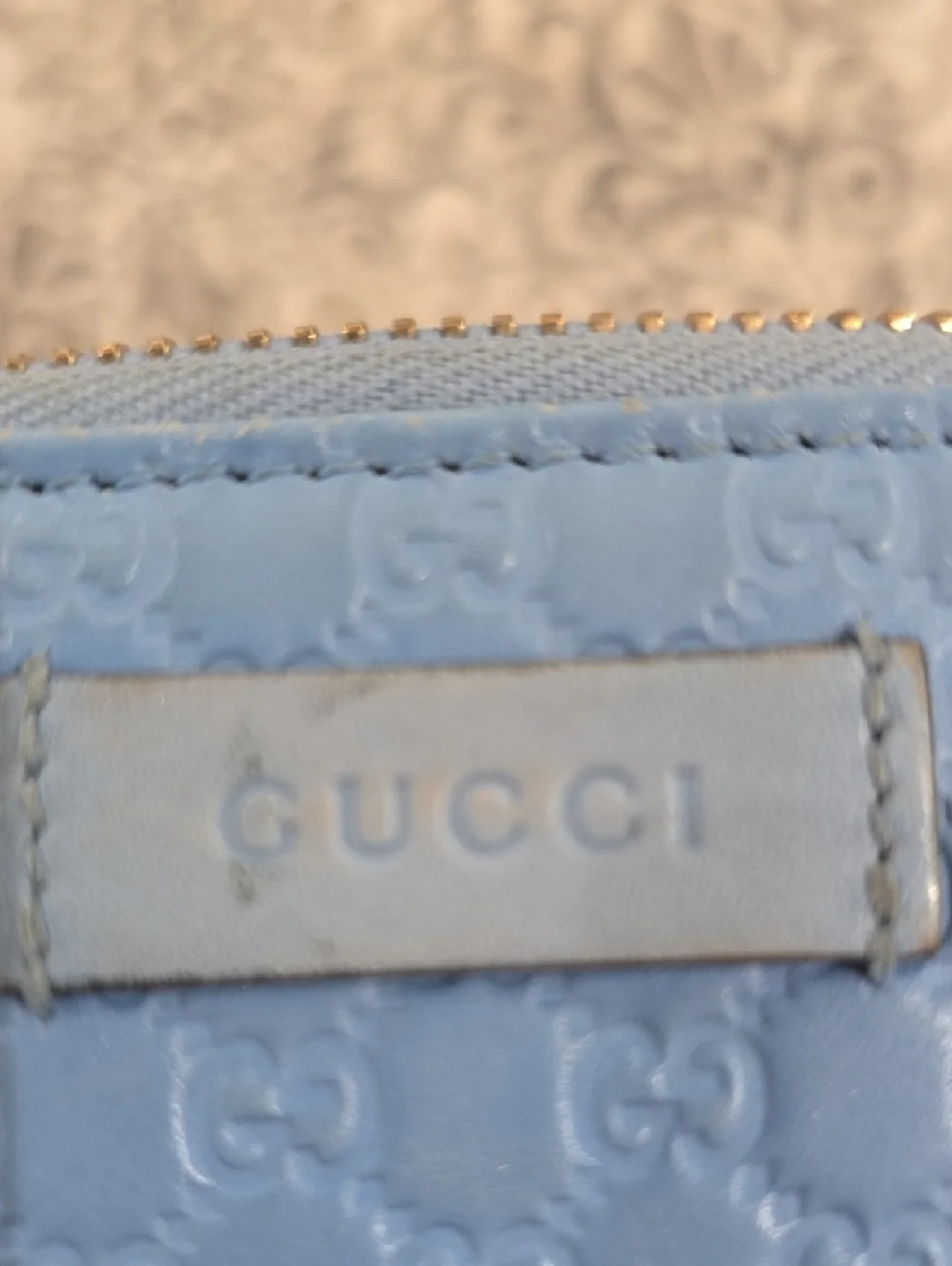 Gucci Light Blue GG Embossed Zip Around Wallet - Picture 9 of 11